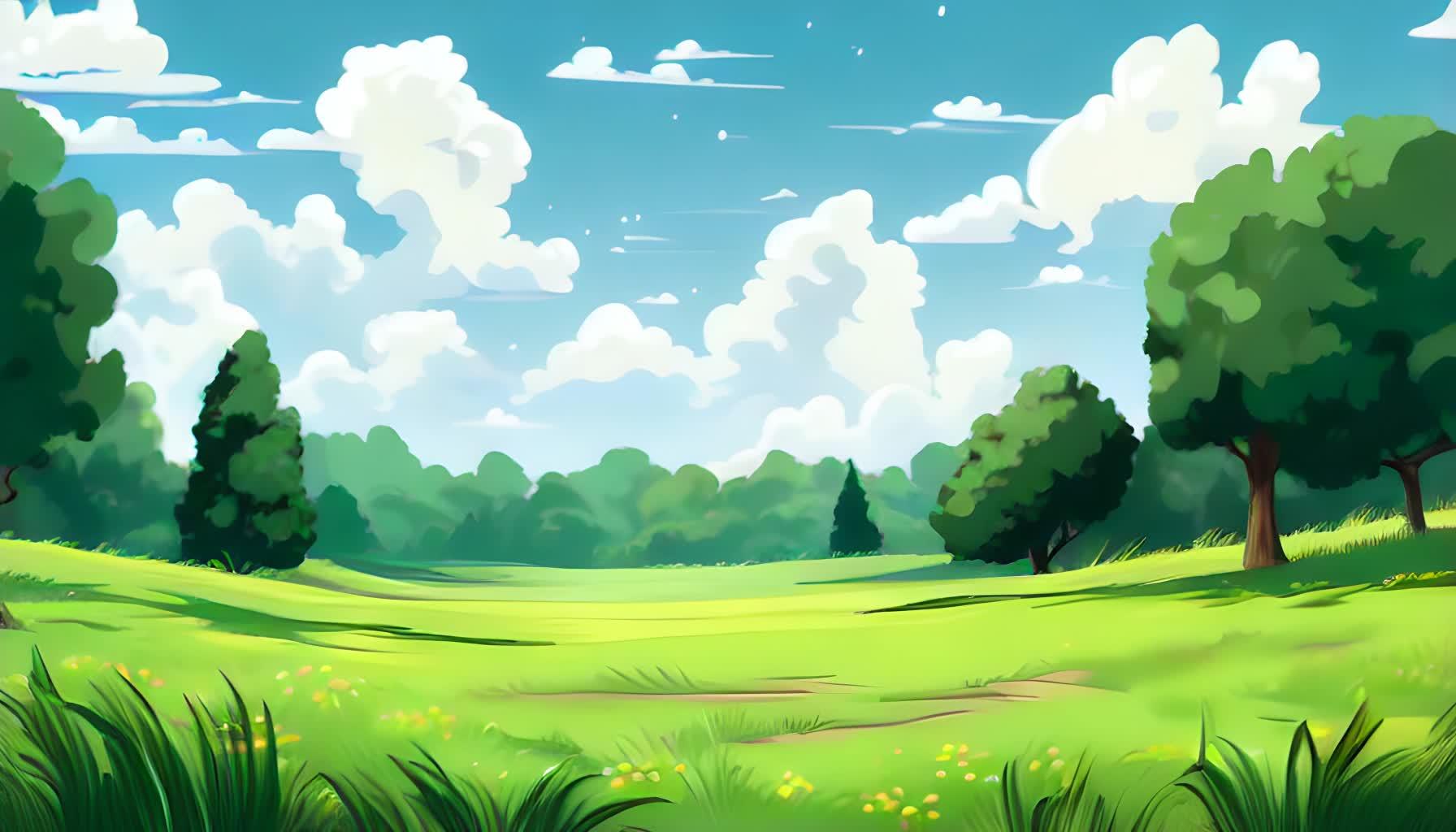 草草公园可爱的卡通背景视频的预览图