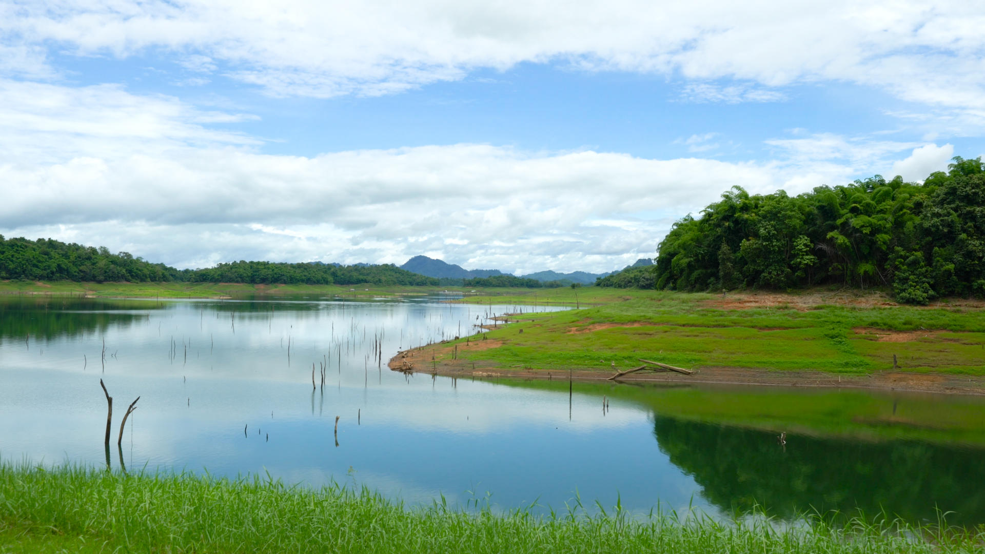 东南亚泰国湿地蓝天白云延时合集4K视频的预览图