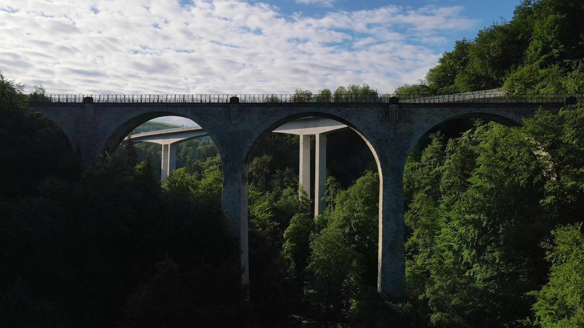 位于斯维兹兰洛泽河上的两座桥梁视频的预览图