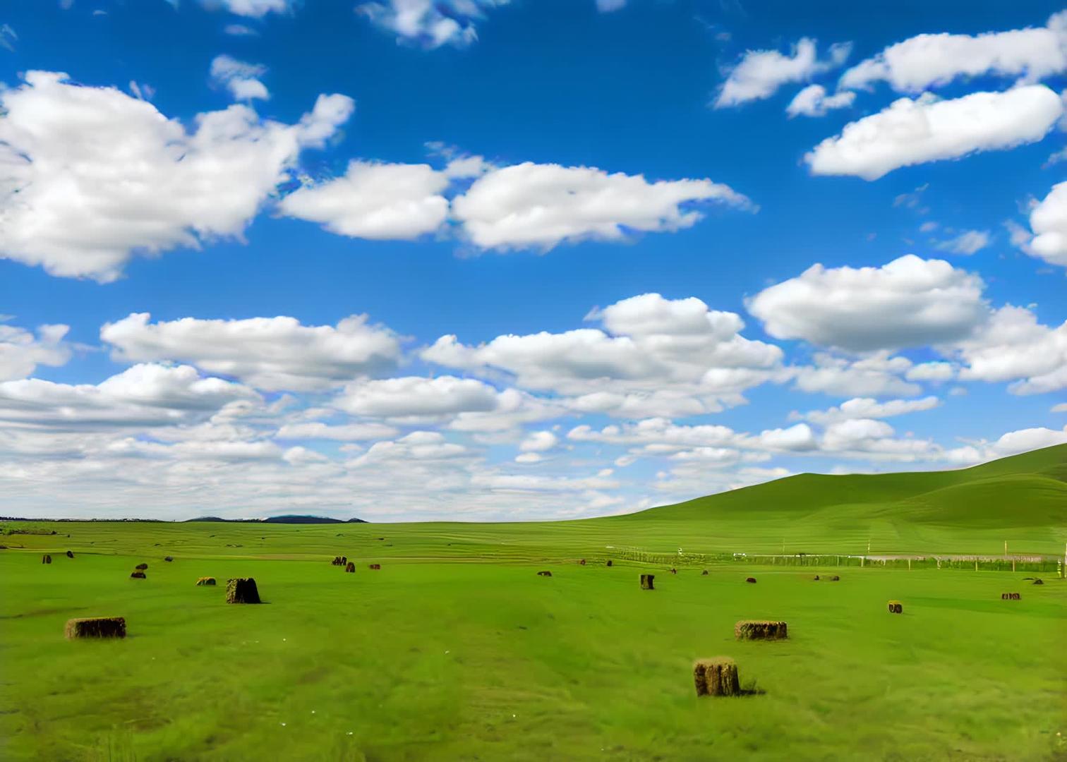 蓝天白云和草原视频的预览图