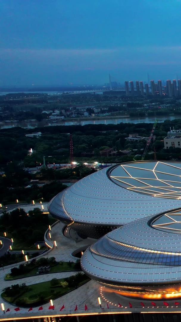 南京城市地标江苏大剧院夜景蝴蝶楼视频的预览图