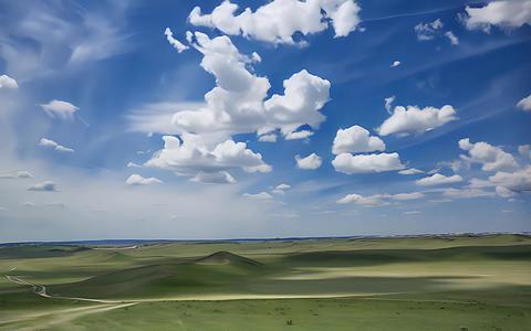 蓝天白云的草原背景视频的预览图