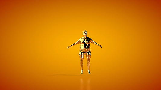 金子变成了肌肉发达的人做跳胸无缝圈橙色工作室视频的预览图