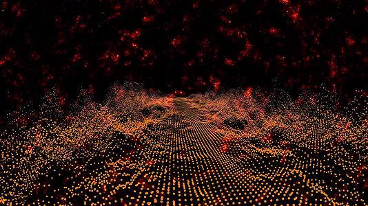 抽象的红色和深红色数百万粒子模式波形振动波动快速移动视频的预览图