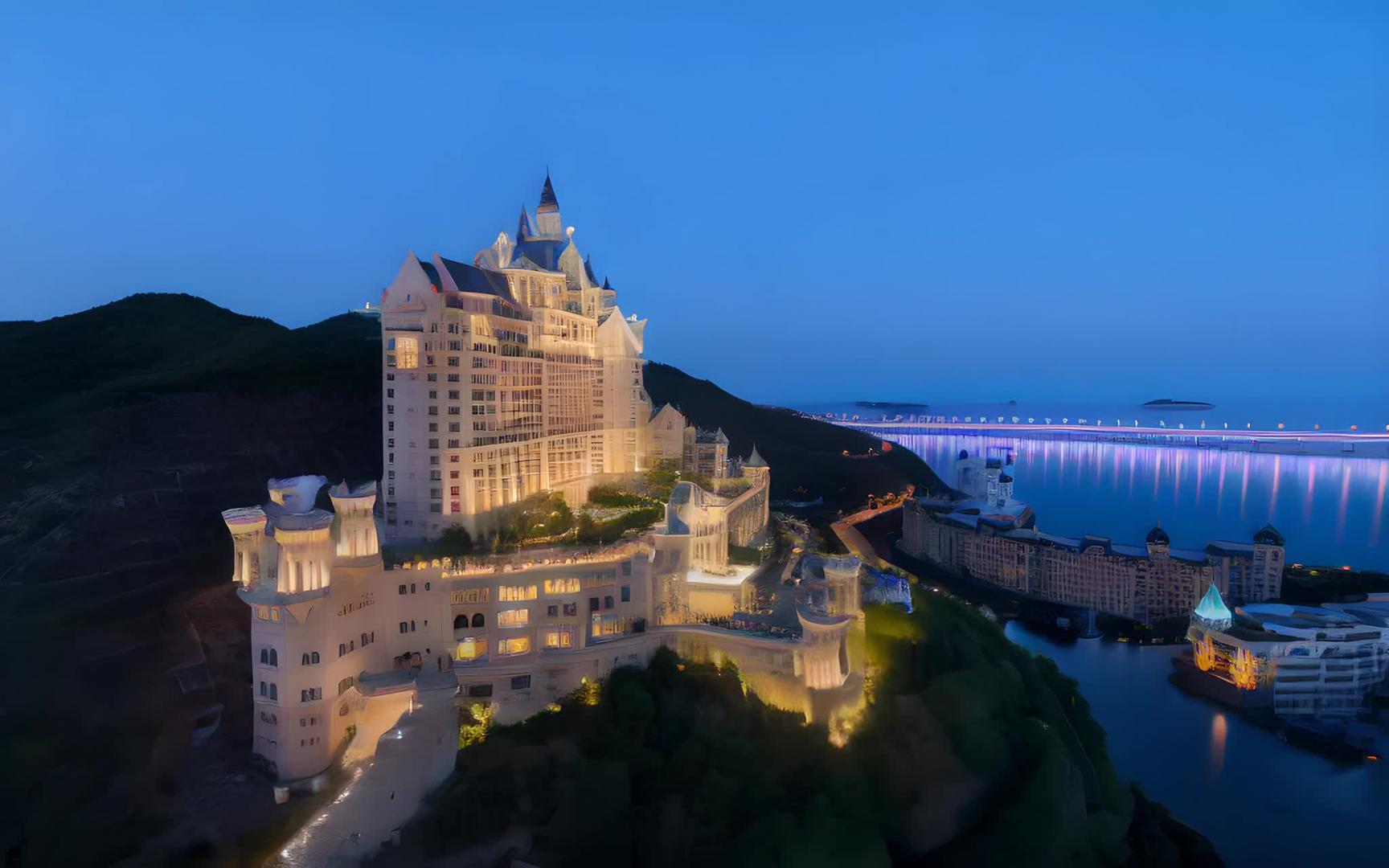城市风光城堡酒店视频的预览图