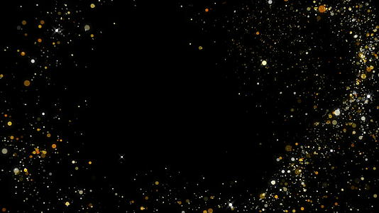 明亮的星星在飞行时闪耀着光芒圆金颗粒在黑色底部左右视频的预览图