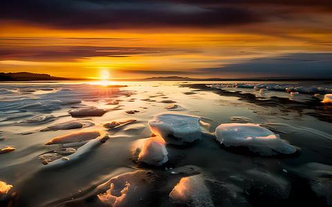 海冰在夕阳下的景色视频的预览图