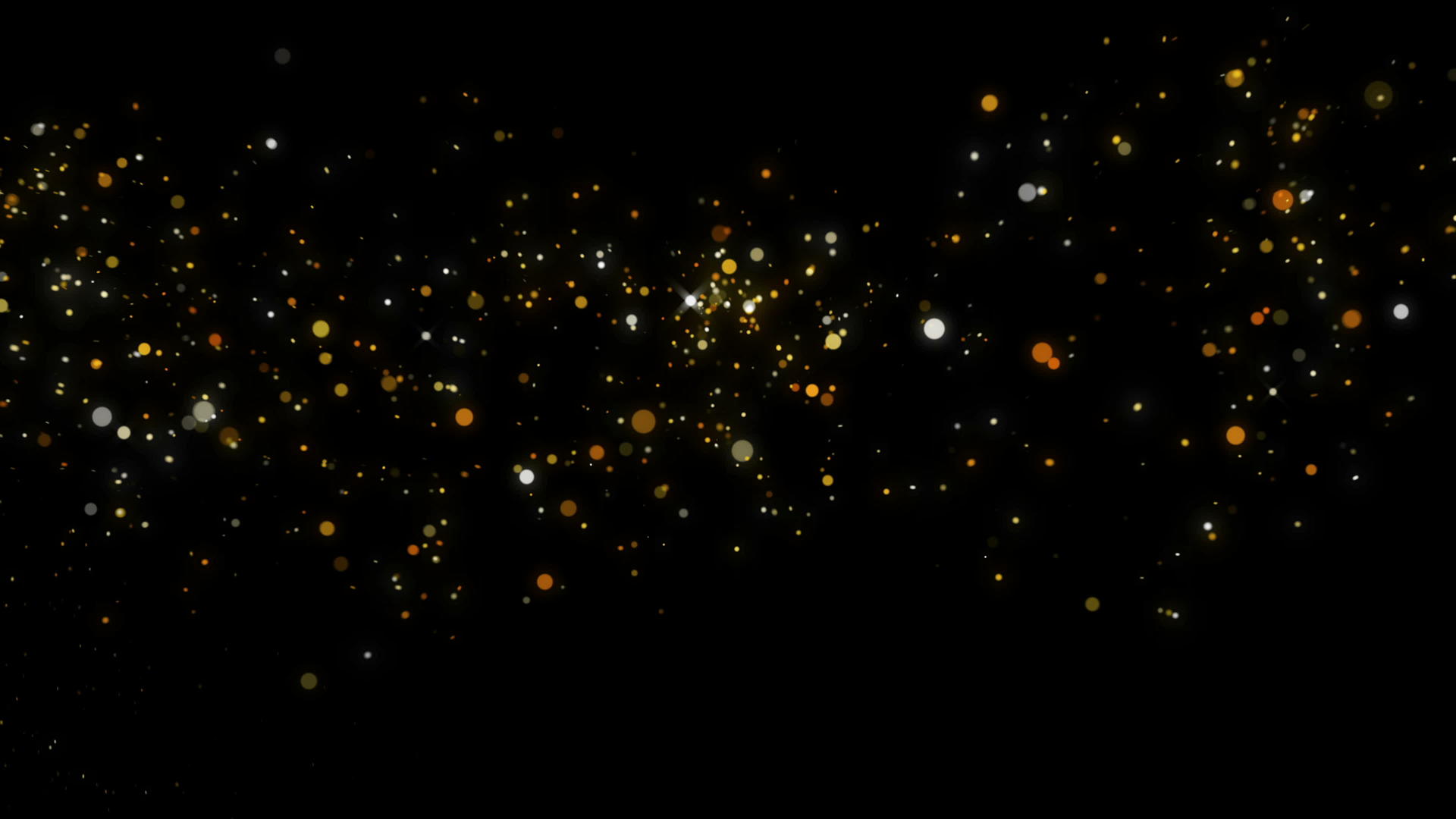 发光恒星飞行和黑底4K散射圆形金粒视频的预览图