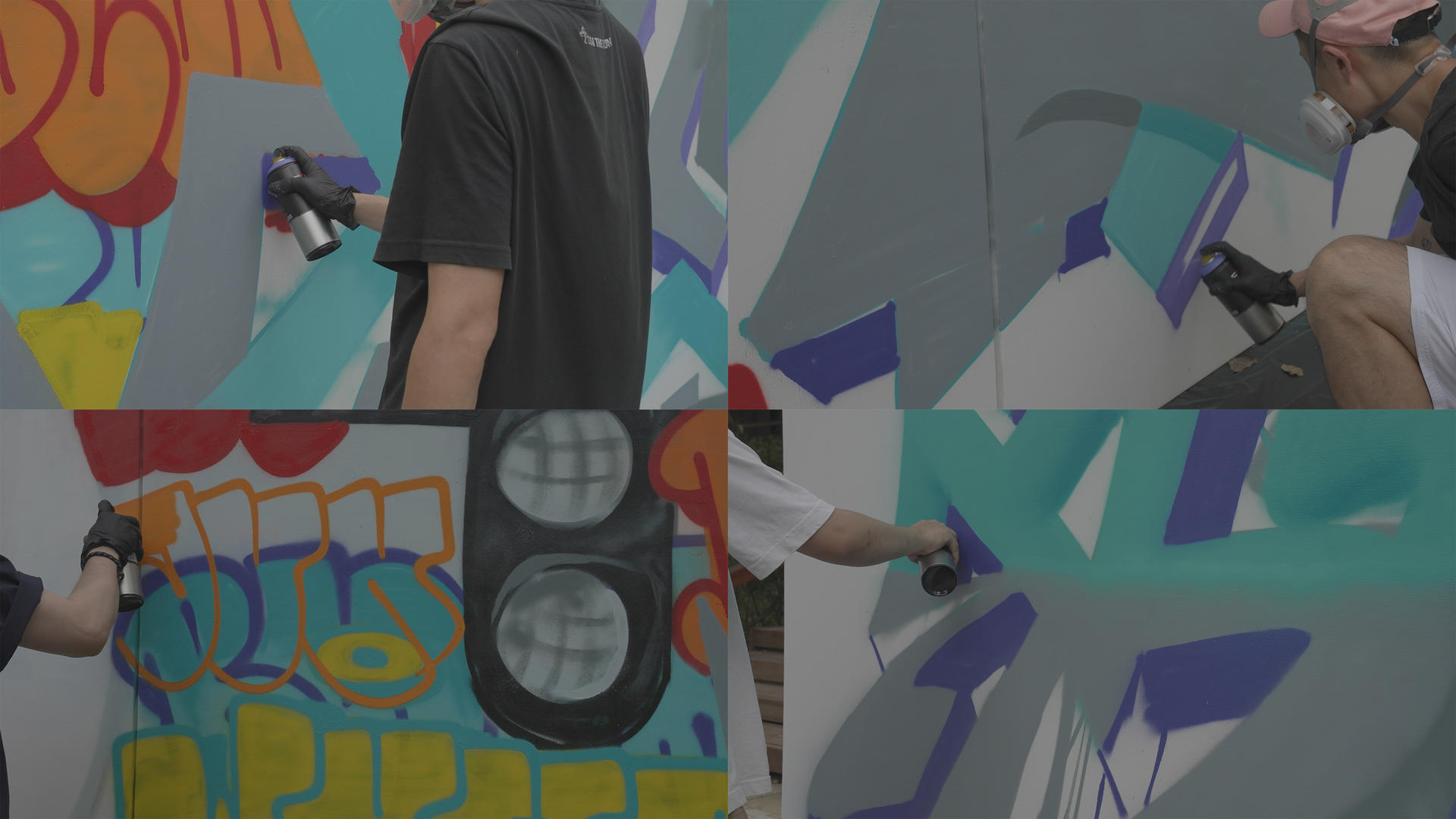 合集慢镜头升格拍摄城市街头文化艺术涂鸦墙4k素材视频的预览图
