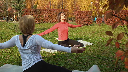 体育女运动员参加秋季公园健身运动视频的预览图