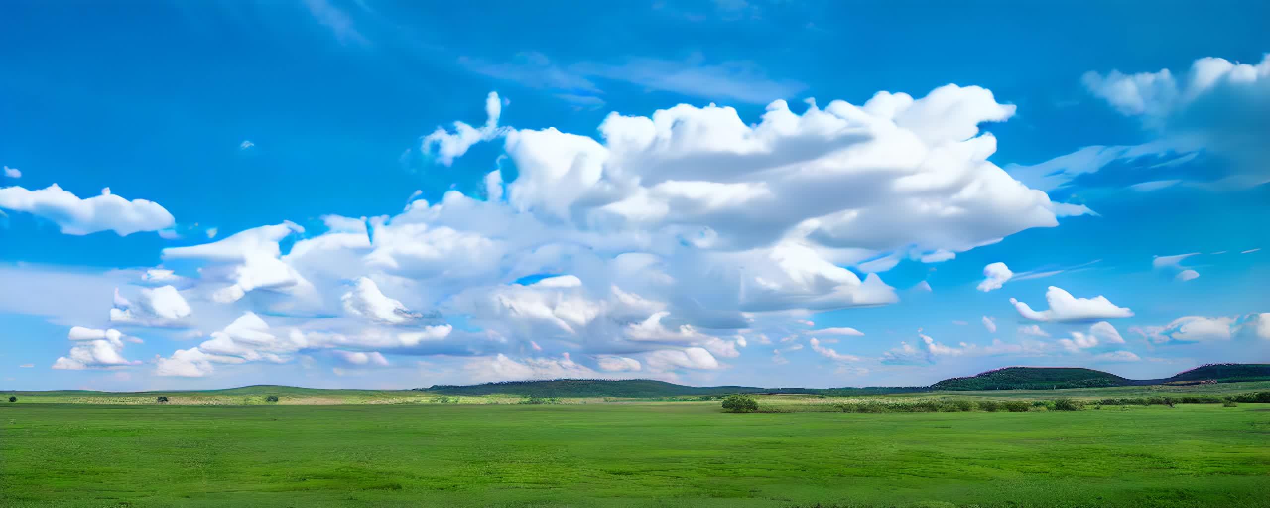 蓝天白云下的草原视频的预览图