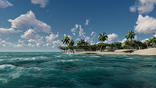 海岛上的棕榈树在海海里视频的预览图