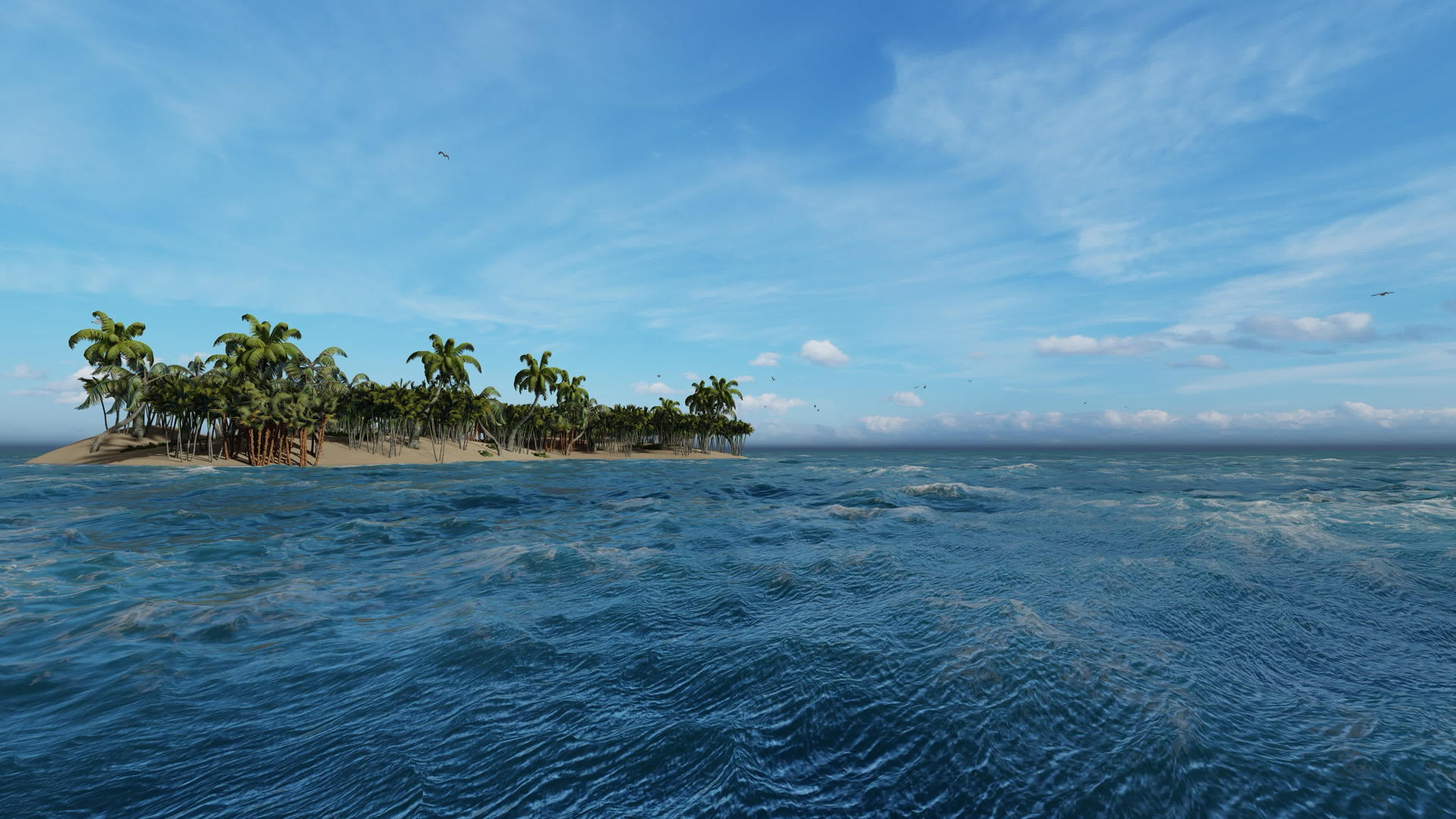 小岛上的棕榈树在海中央视频的预览图