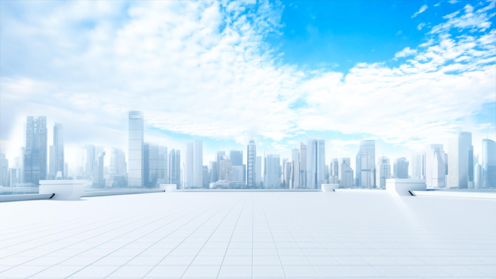 清洁明亮的蓝天白云城市穿梭背景视频视频的预览图