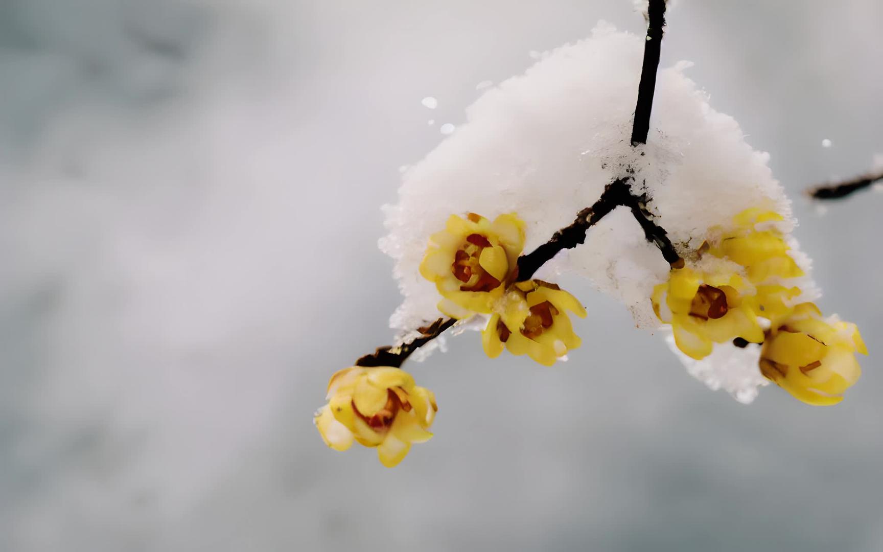 雪中腊梅花视频的预览图
