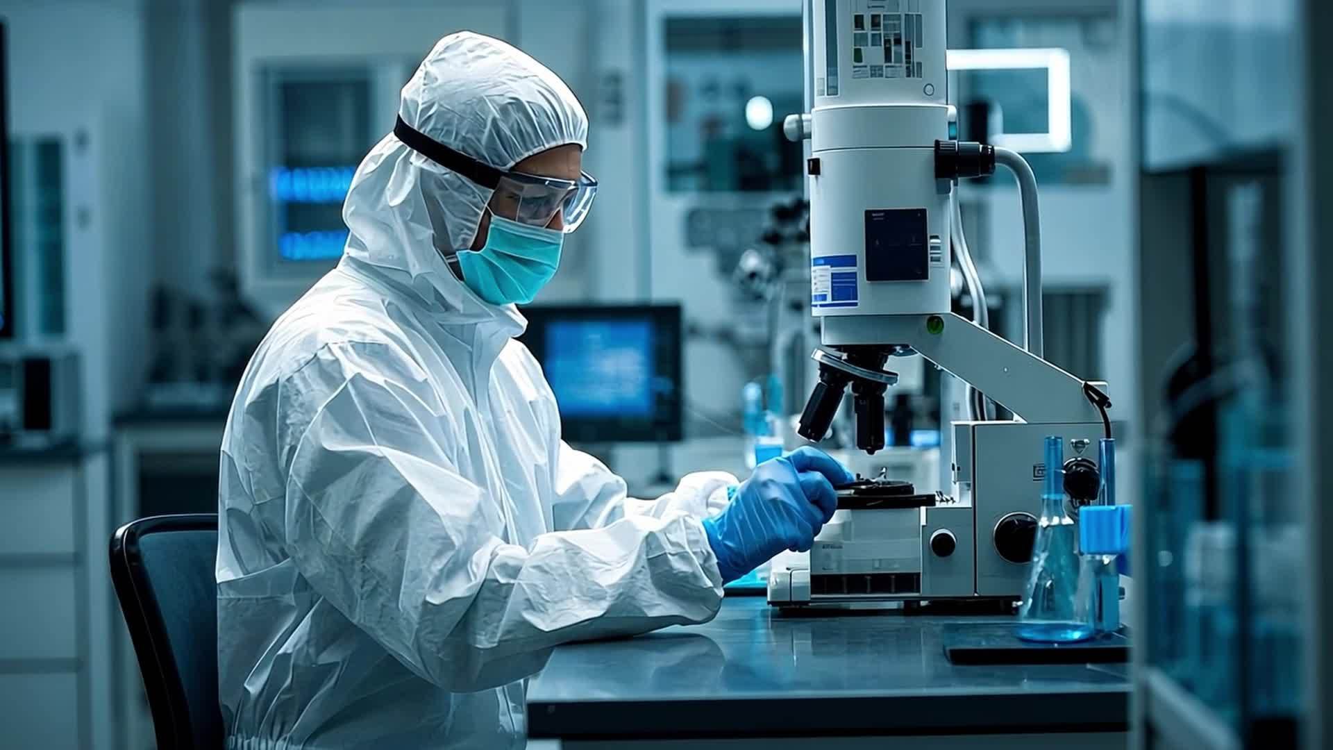 高清晰度实验室的科研技术人员视频的预览图