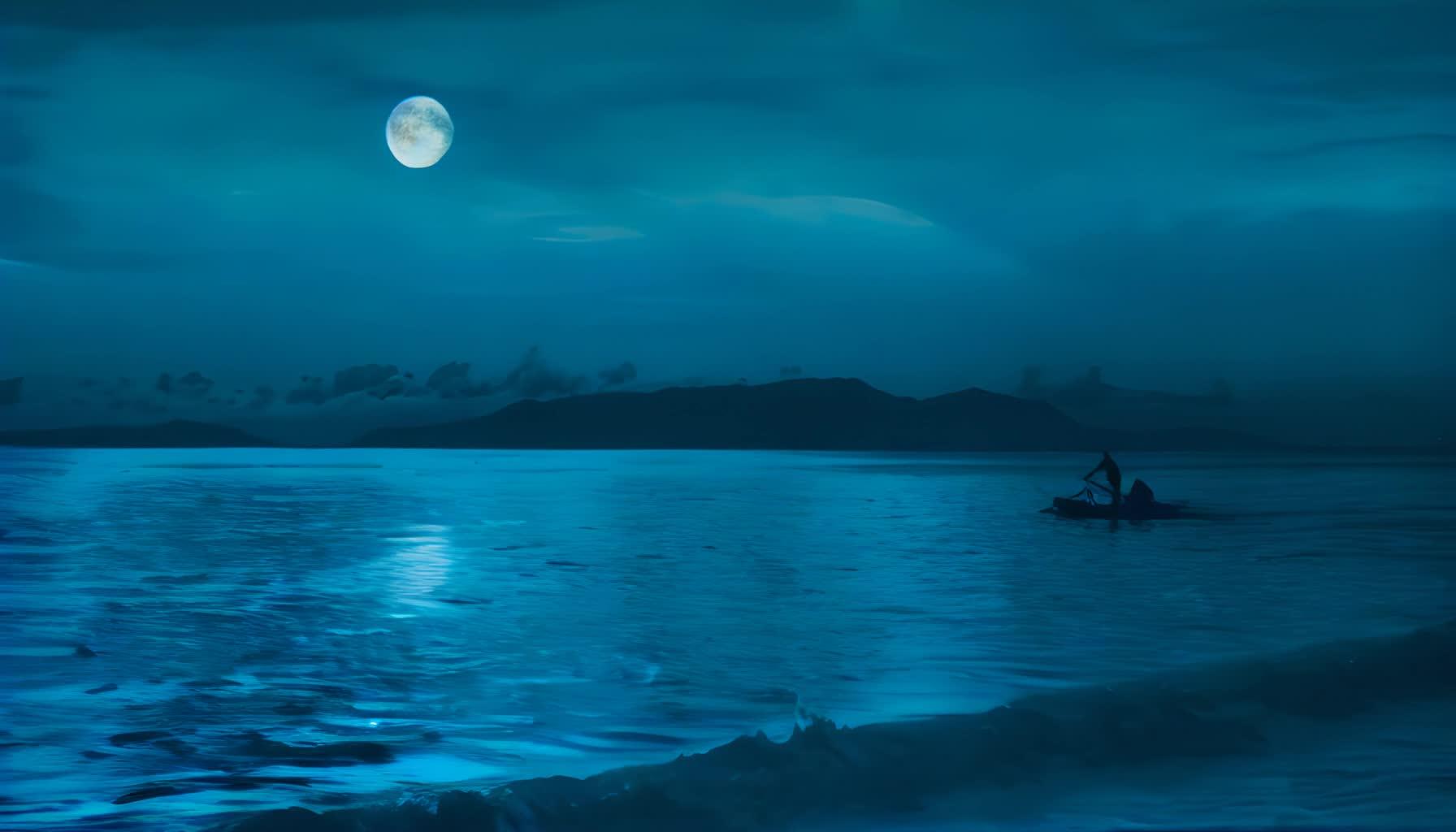 宁静的月圆之夜视频的预览图