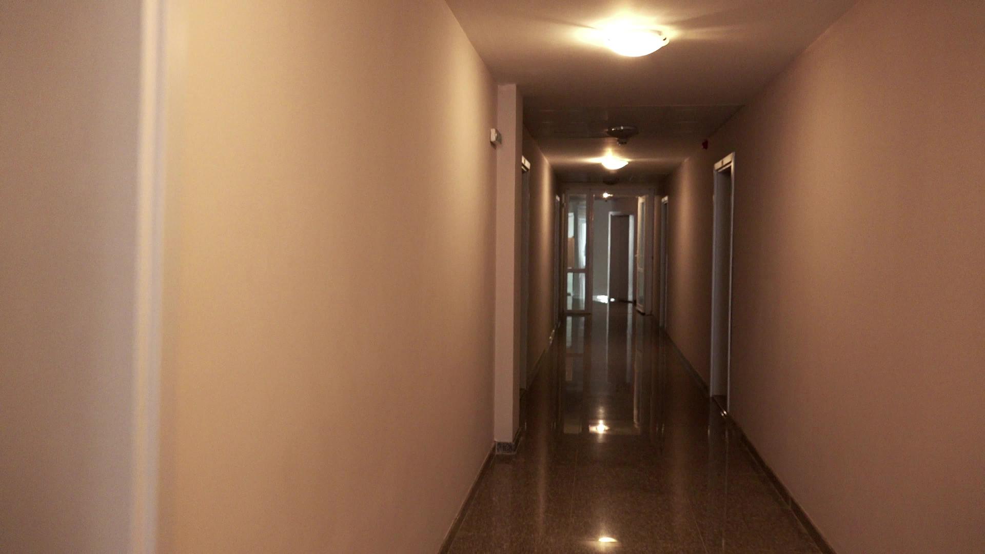 搬家走在酒店走廊的第一个角度视频的预览图