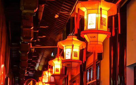 春节期间上海城隍庙开灯结彩视频的预览图