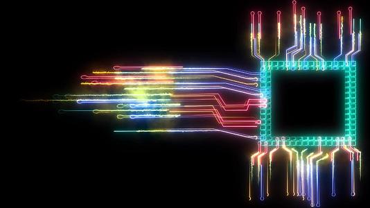 未来抽象彩虹数字智能扭光高速芯片数据处理技术视频的预览图