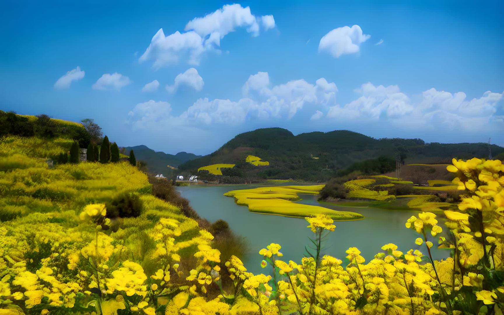 清明时节安徽古徽州新安江风光视频的预览图