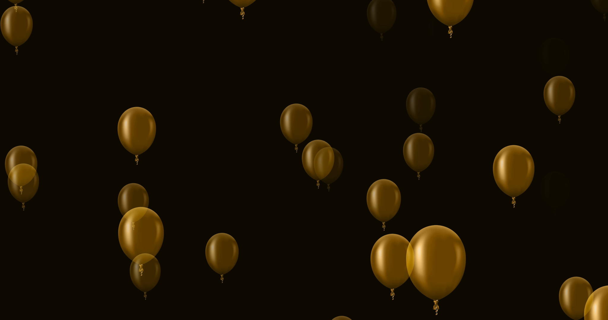 黑暗背景下的金色气球动画视频的预览图