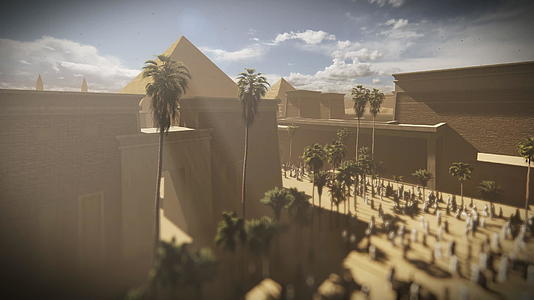 寺庙和象牙人在吉萨的金字塔上行走cairoegypt视频的预览图