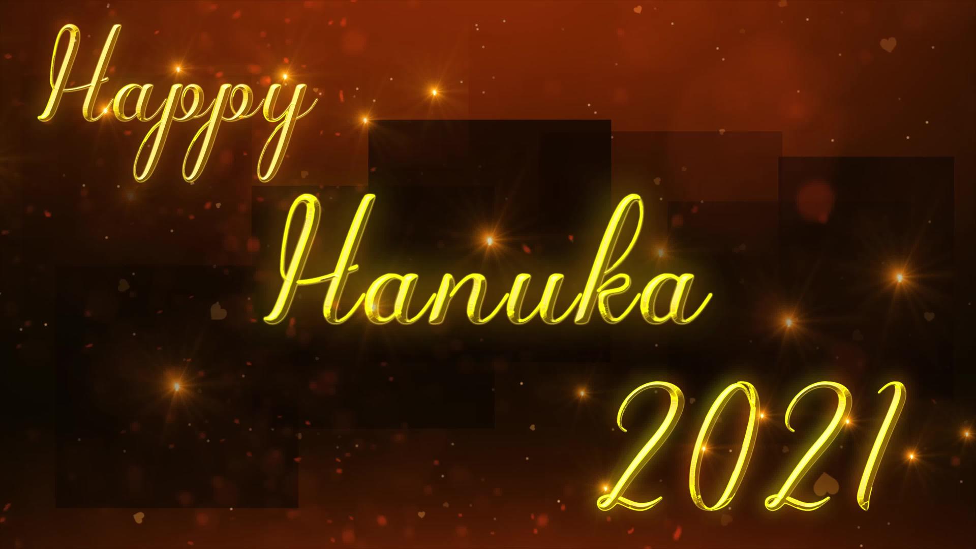 快乐的hanuka背景采用金色优雅的灯光文字视频的预览图