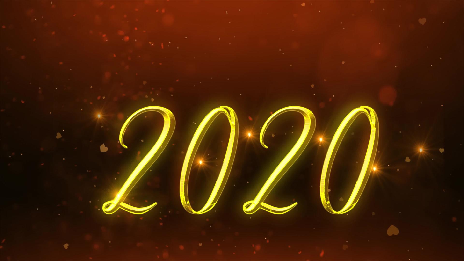 在新的2020晚的背景下充满了金色优雅的灯光文字视频的预览图