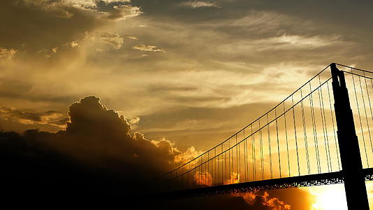 金门桥日落3D动画视频的预览图
