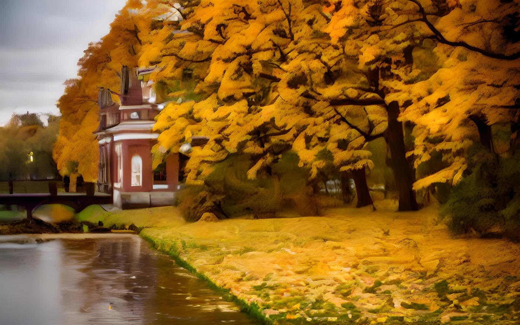 秋天俄罗斯最美的皇家园林叶卡捷琳娜宫花园秋色视频的预览图