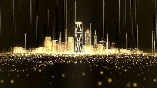 震撼金色科技城市视频的预览图
