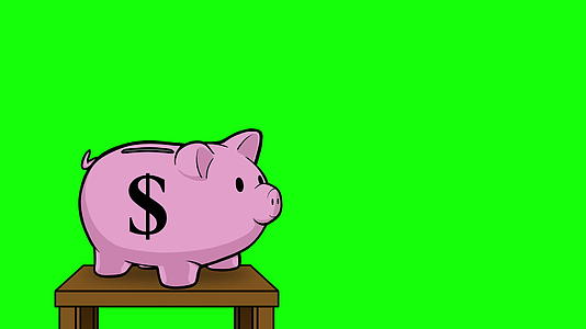 pig银行动画插图加钱绿色屏幕Alphamatte视频的预览图