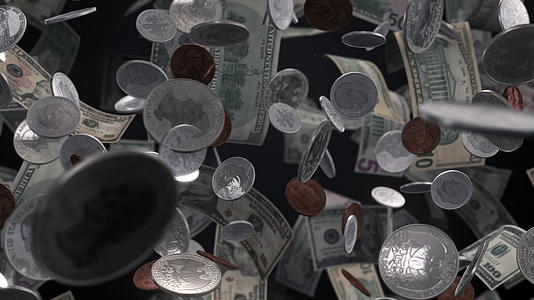 钱和硬币在雨中视频的预览图