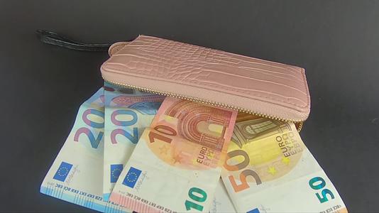 欧元钞票外的妇女钱包视频的预览图