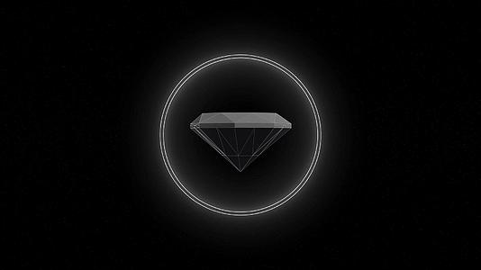 3d在黑色背景的明亮圆圈中旋转钻石视频的预览图
