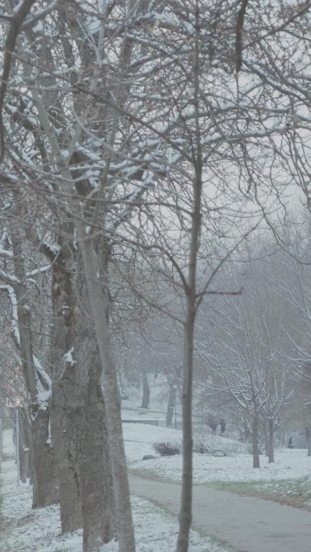 寒冷的天气暴风雪过后的城市交通视频的预览图