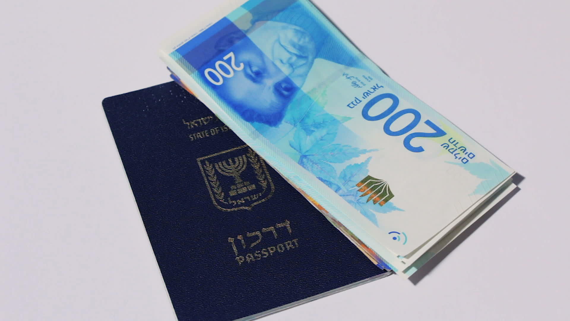 无缝环状的最高视图Israeli护照顶视环Shekel视频的预览图
