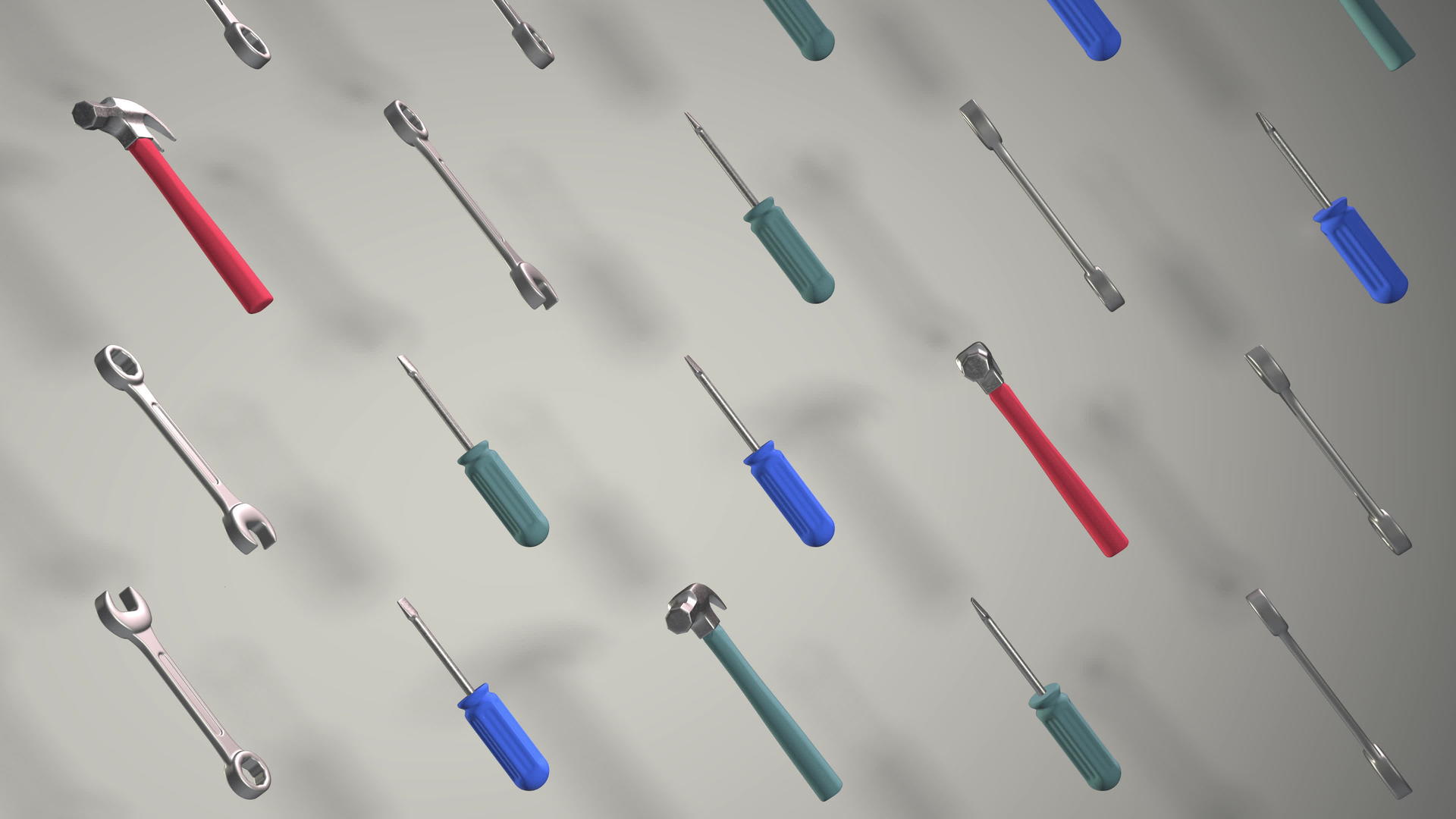 工具箱锤子、扳手、螺丝、起重机旋转动画视频的预览图