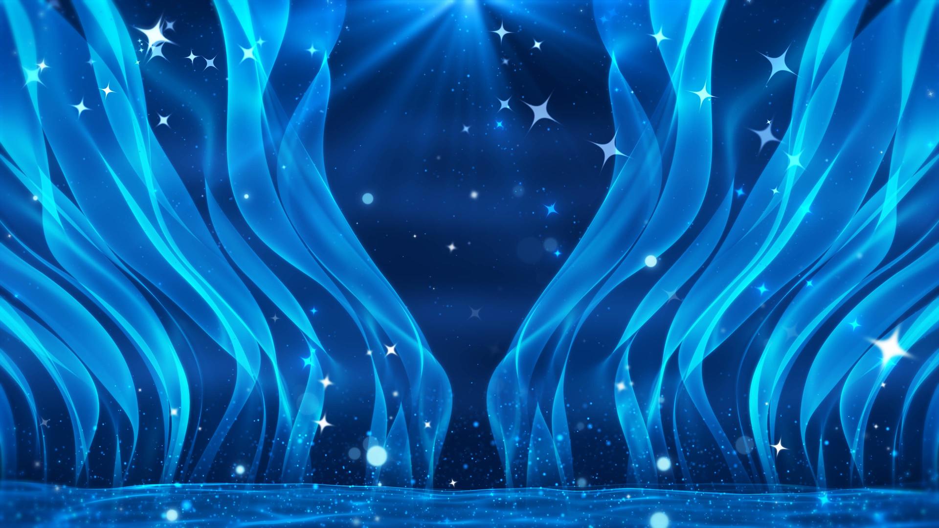 梦幻蓝色婚庆流光幕布闪耀光斑舞台背景视频的预览图