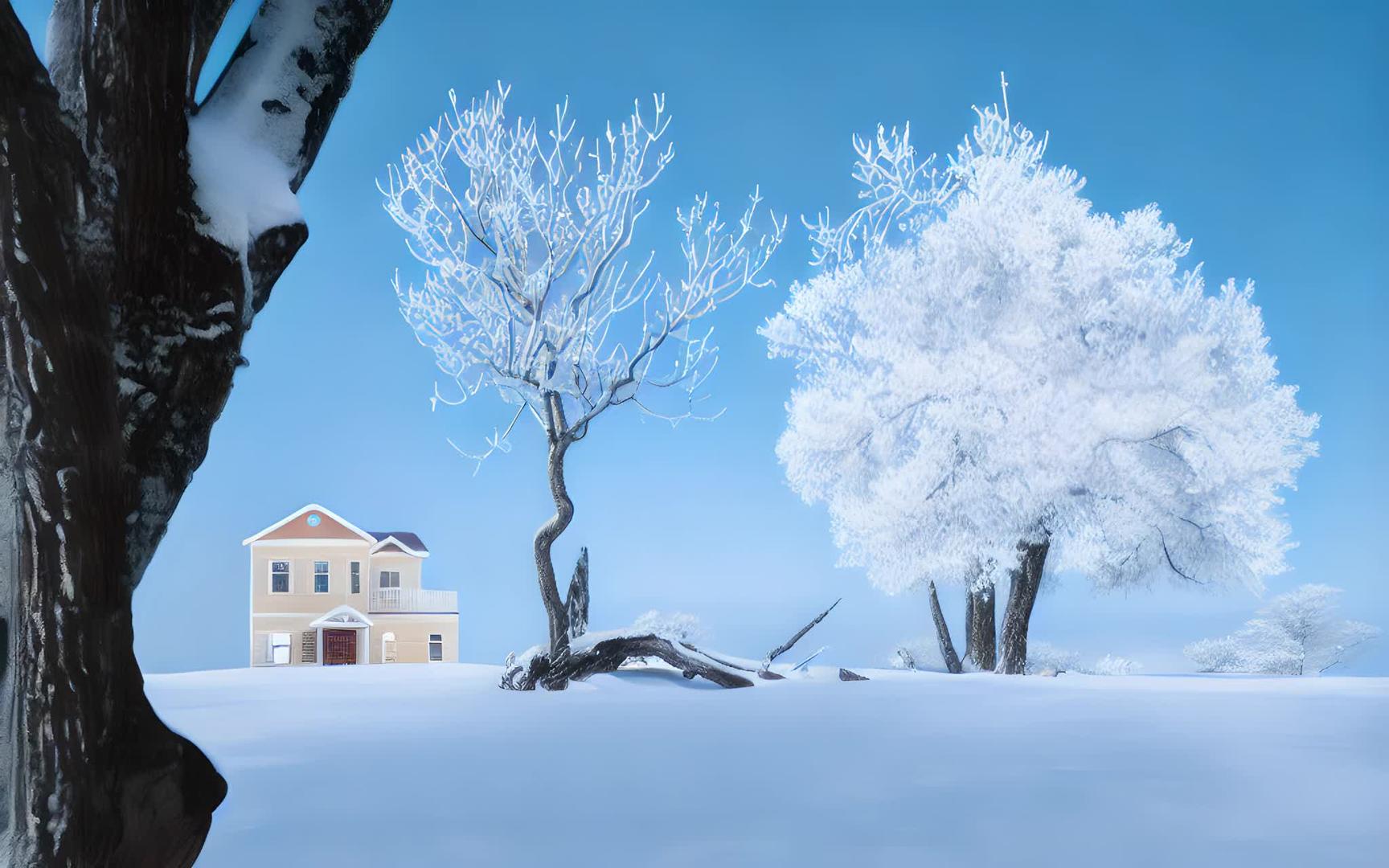 冰雪中雾凇的风景视频的预览图
