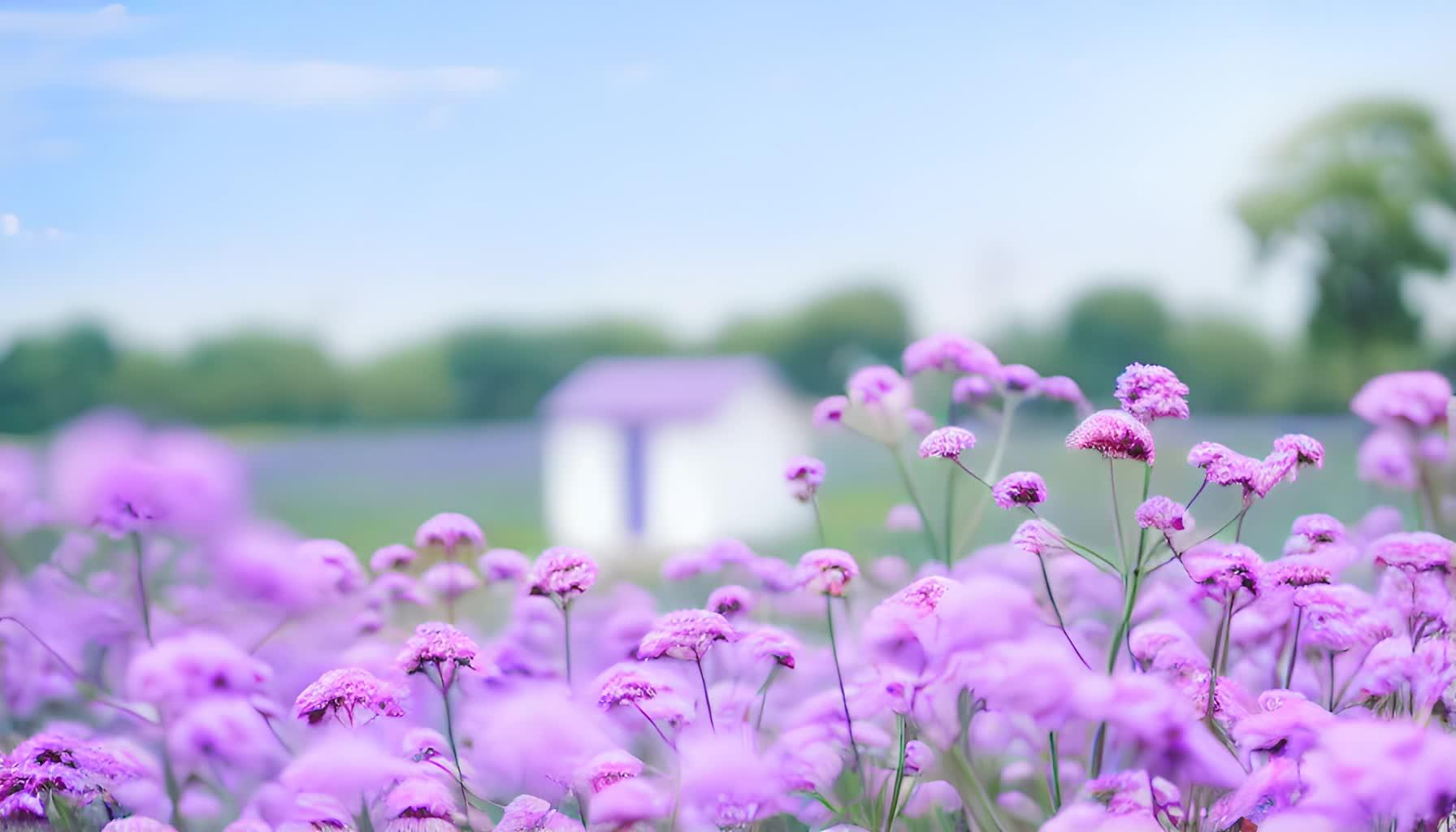 小清新的紫色花海风景视频的预览图