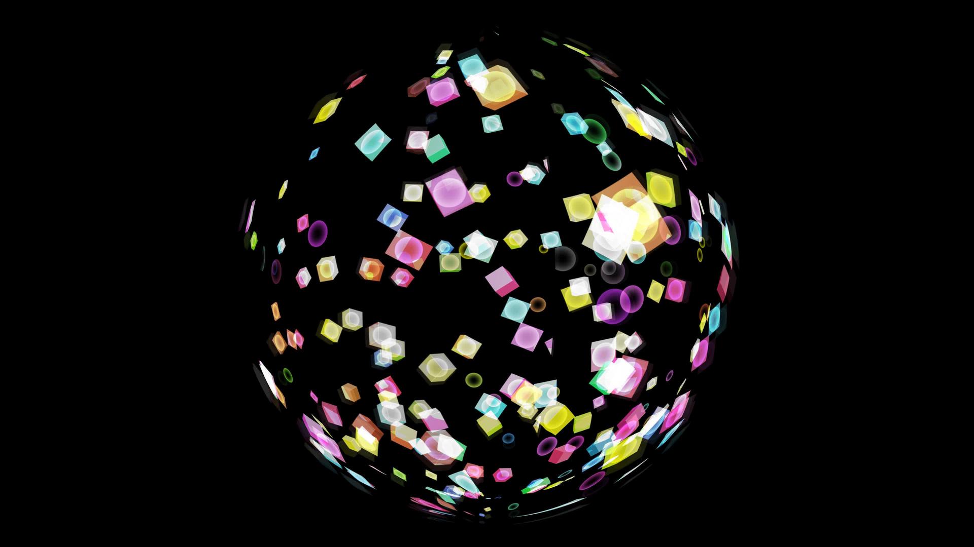 球体和飞行立方体甜彩虹色彩鲜艳一些水晶球玻璃视频的预览图