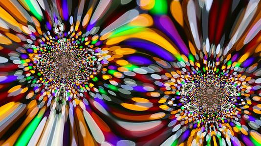 抽象的彩虹色滚动看起来像两个孔雀蜘蛛镜子反射运动视频的预览图