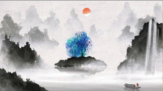 中国风高山流水背景图视频的预览图