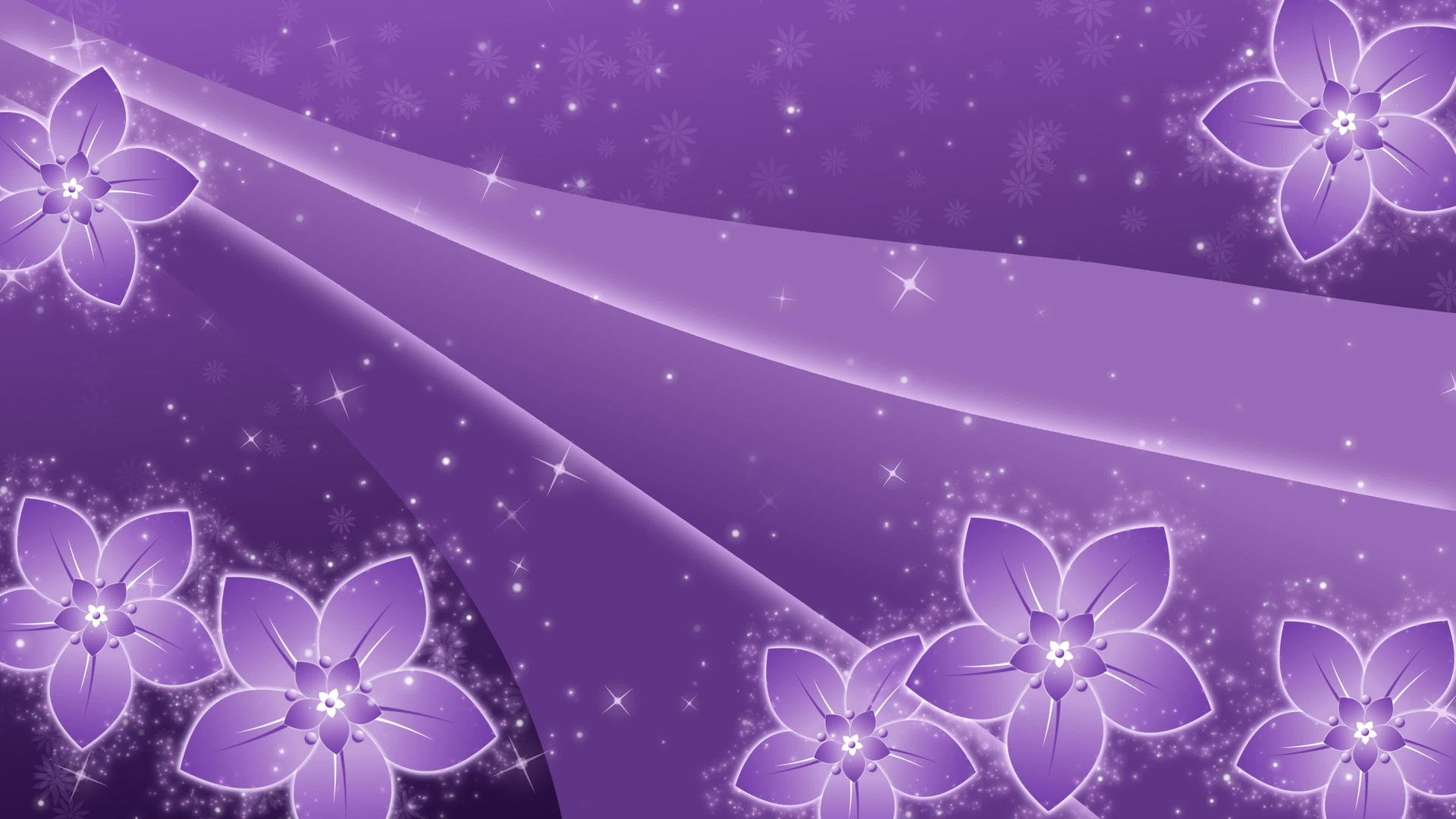 紫色背景有鲜花和发光粒子视频的预览图