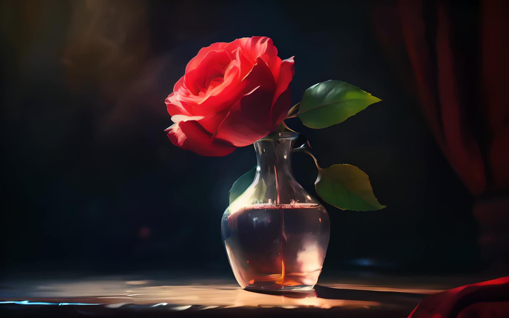 一朵浪漫而鲜艳的玫瑰视频的预览图