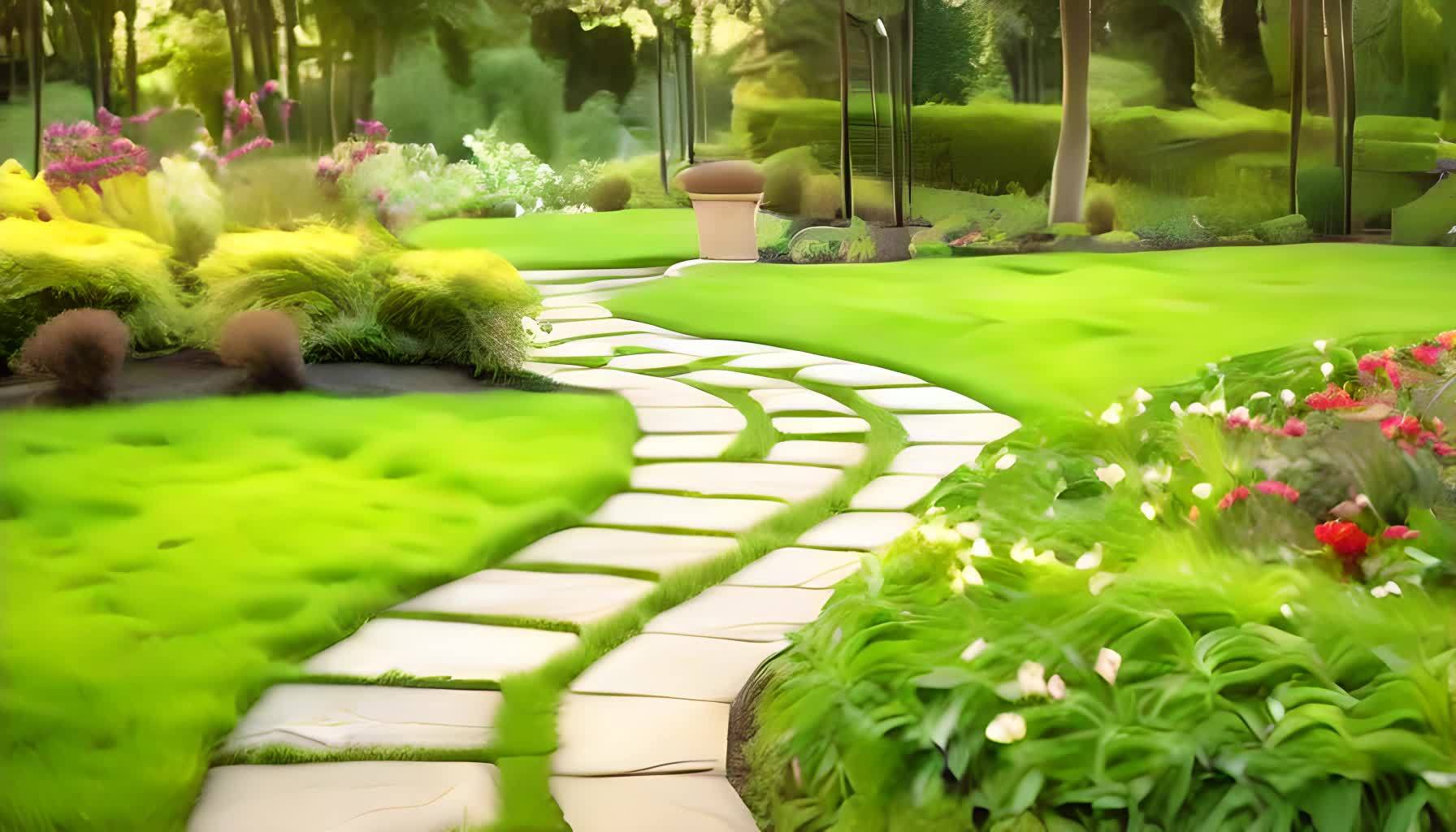 景观路径在花园里视频的预览图