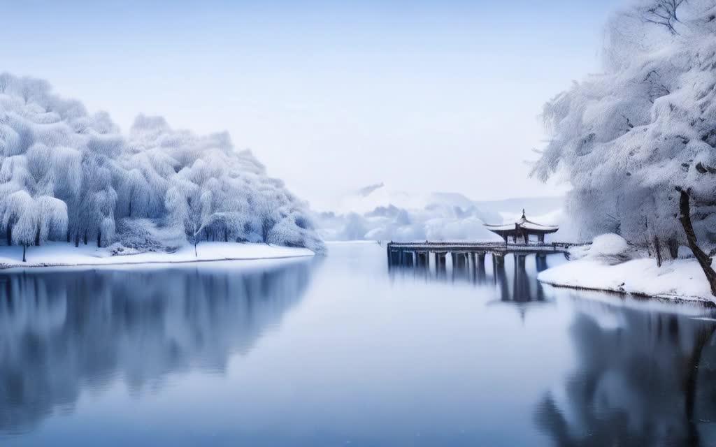 雪中江面美景视频的预览图