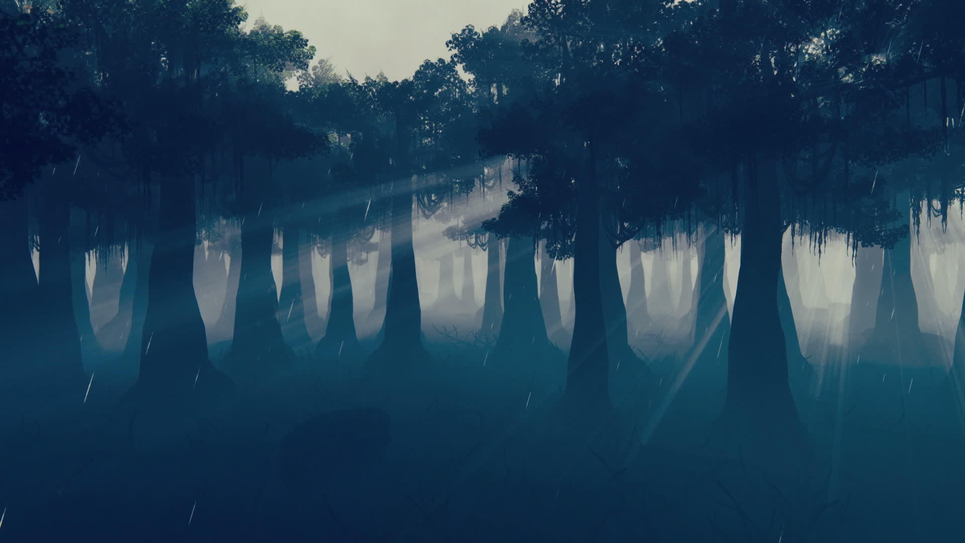 摄像机飞过雾蒙蒙的黑暗森林2视频的预览图